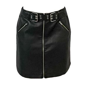 Vintage Black Faux Leather Mini Skirt